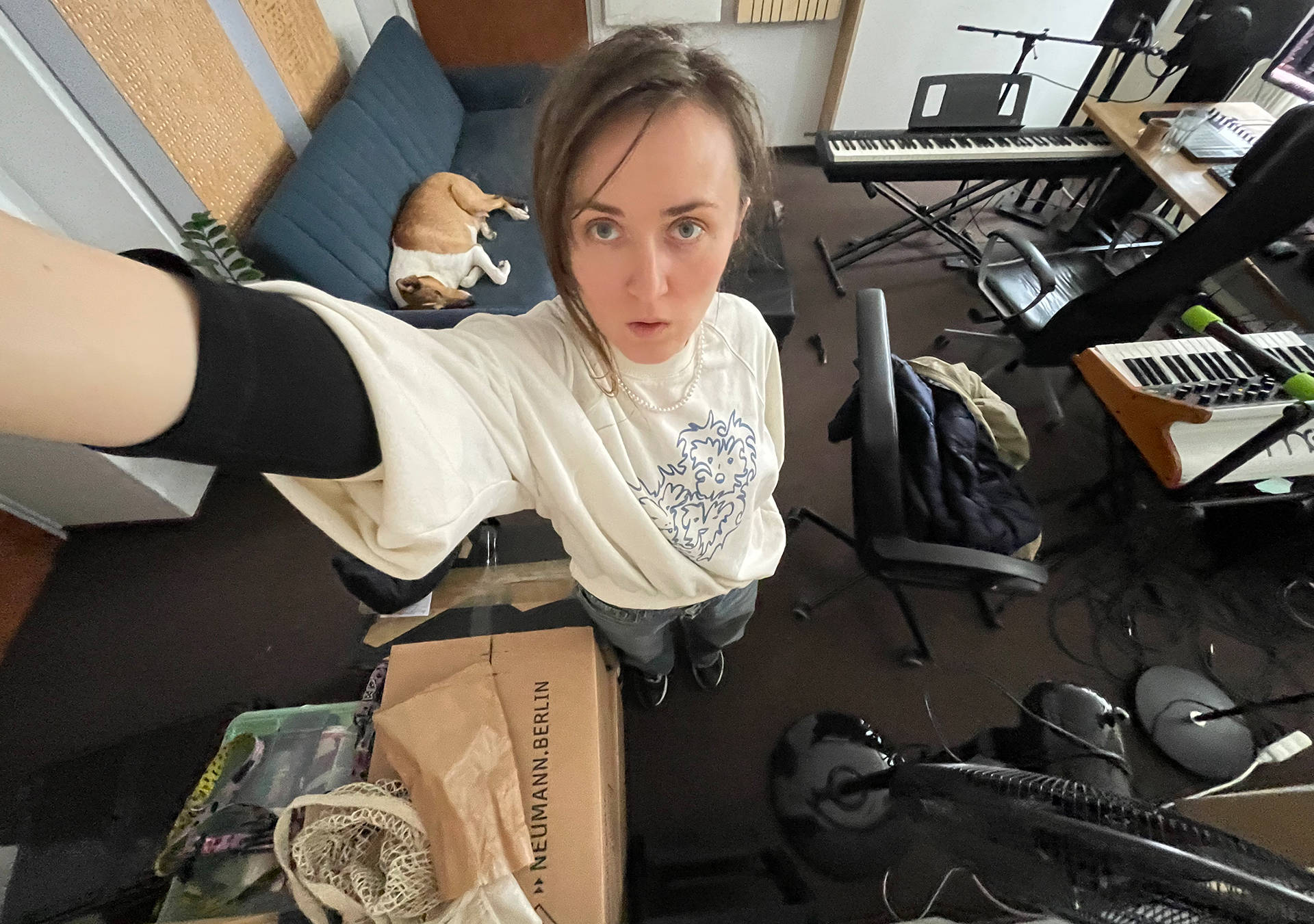 VOLA defaults selfie in her studio